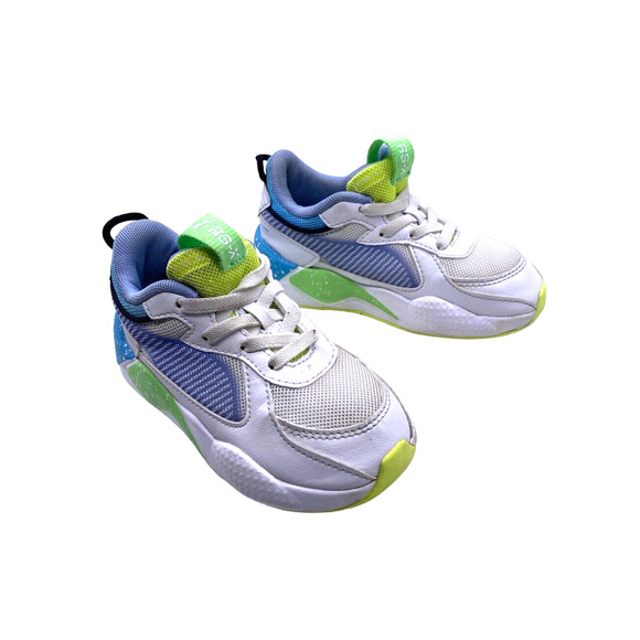 Puma RS-Running System Baby Shoes Size 4C 382765-02 White Blue Green Yellow - Picture 1 of 5